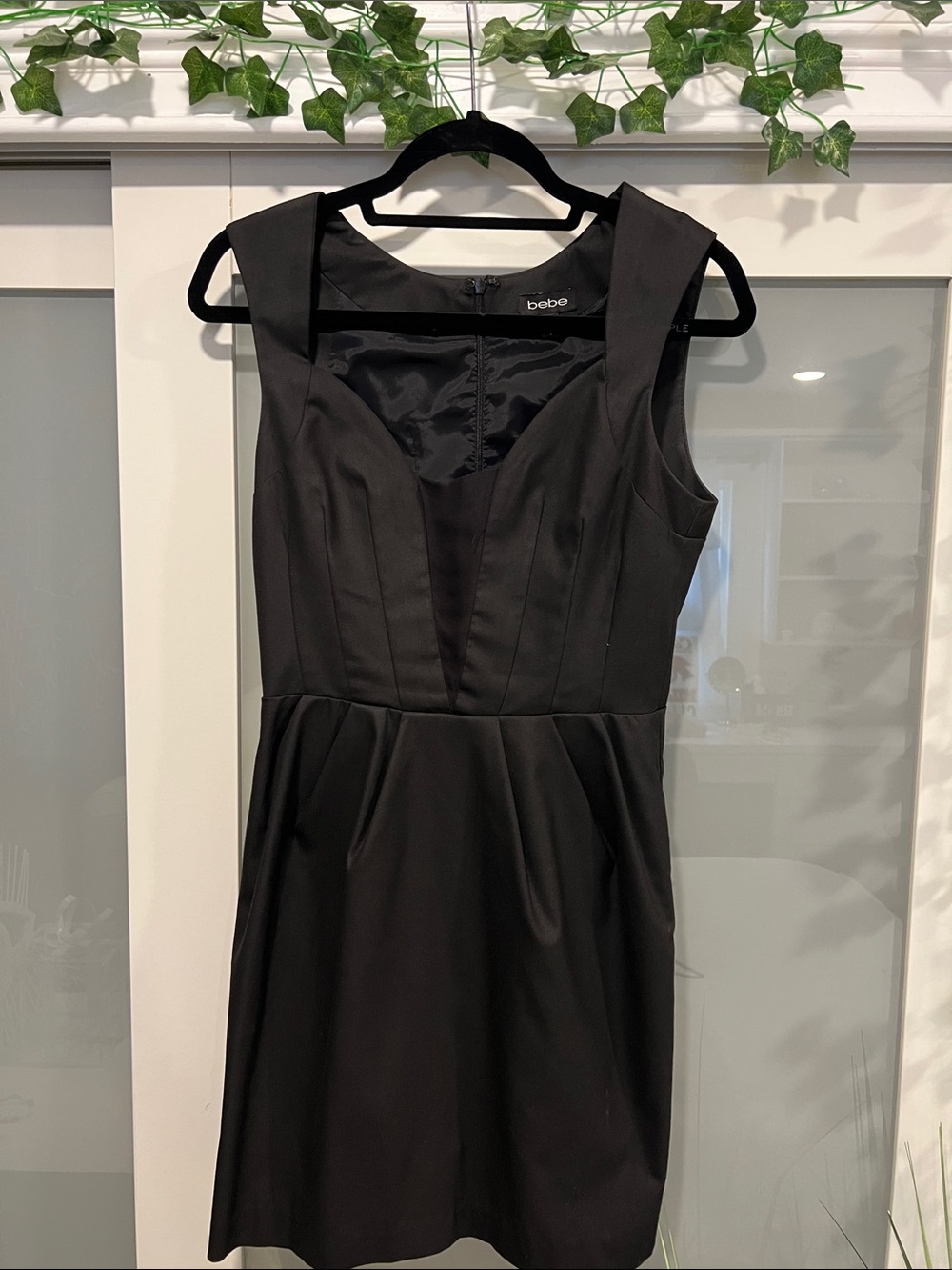 bebe Black Sleeveless A-Line Mini Dress